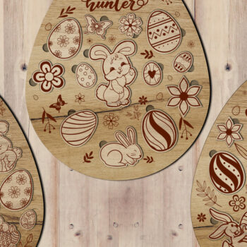 Intra απο ξύλο plywood Χρώμα wenge 3mm-4mm πάχος - Πασχαλινό Αυγό Παζλ Σετ 3 κοπής με λέιζερ Δίασταση 5x6 cm INTRAFABR-103861497 - Image 2