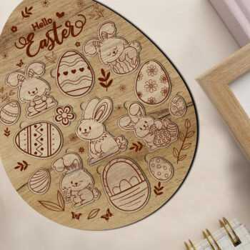 Intra απο ξύλο plywood Χρώμα wenge 3mm-4mm πάχος - Πασχαλινό Αυγό Παζλ Σετ 3 κοπής με λέιζερ Δίασταση 5x6 cm INTRAFABR-103861497 - Image 5