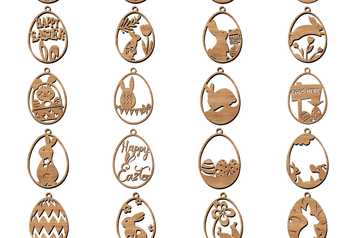 Intra απο ξύλο plywood  Χρώμα wenge 3mm-4mm πάχος - Πασχαλινά στολίδια κομμένα με λέιζερ σε σχήμα αυγού Δίασταση 6x6 cm INTRAFABR-100171121