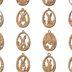 Intra απο ξύλο plywood  Χρώμα wenge 3mm-4mm πάχος - Πασχαλινά στολίδια κομμένα με λέιζερ σε σχήμα αυγού Δίασταση 6x6 cm INTRAFABR-100052000