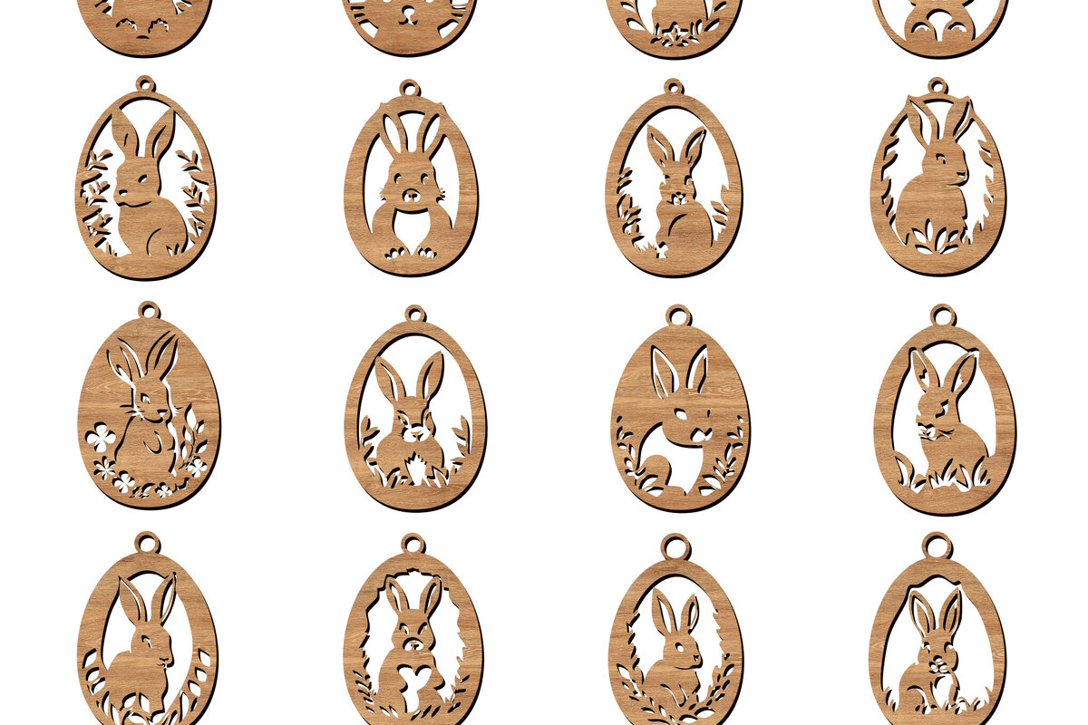 Intra απο ξύλο plywood  Χρώμα wenge 3mm-4mm πάχος - Πασχαλινά στολίδια κομμένα με λέιζερ σε σχήμα αυγού Δίασταση 6x6 cm INTRAFABR-100052000