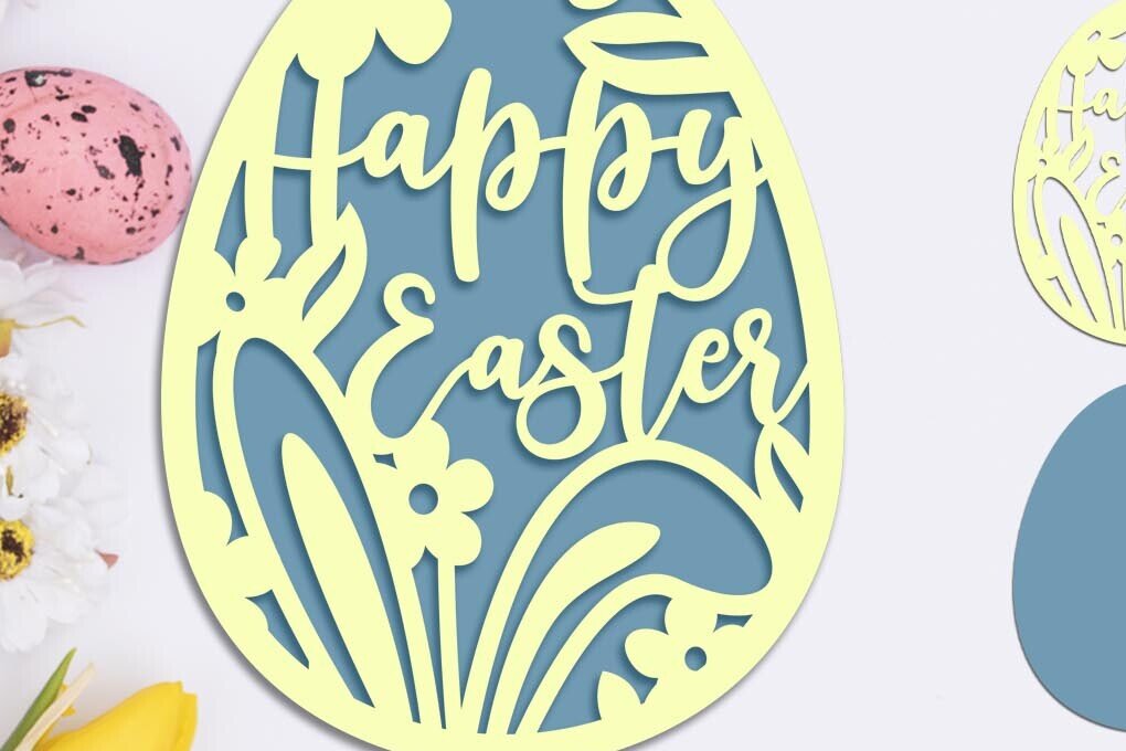 Intra απο ξύλο plywood  Χρώμα wenge 3mm-4mm πάχος - Πασχαλινό Αυγό , Καλό Πάσχα Papercut Δίασταση 8x8 cm INTRAFABR-102575499