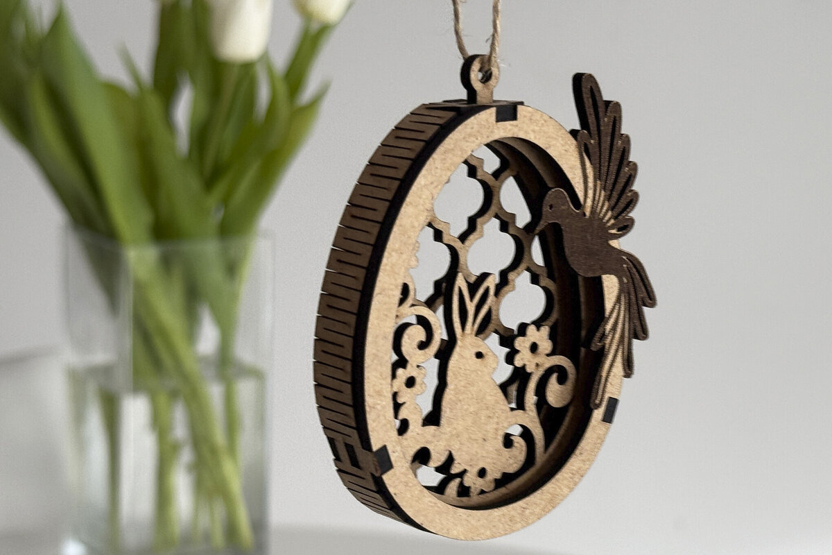 Intra απο ξύλο plywood  Χρώμα wenge 3mm-4mm πάχος - Πασχαλινό αυγό Δίασταση 5x3 cm INTRAFABR-120899331