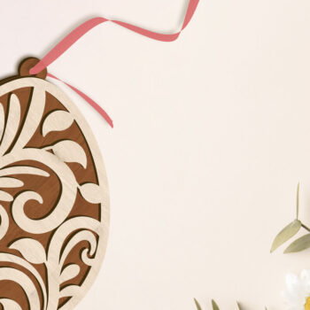 Intra απο ξύλο plywood  Χρώμα wenge 3mm-4mm πάχος - κοπής με λέιζερ πολλαπλών στρώσεων Πασχαλινής Ετικέτας Δίασταση 3x4 cm INTRAFABR-120767966 - Image 2