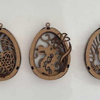 Intra απο ξύλο plywood  Χρώμα wenge 3mm-4mm πάχος - Πασχαλινό αυγό με λαγουδάκι Δίασταση 5x3 cm INTRAFABR-89850648 - Image 4