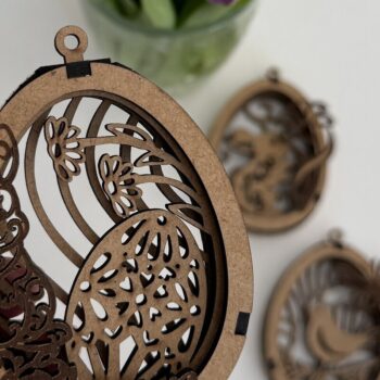 Intra απο ξύλο plywood  Χρώμα wenge 3mm-4mm πάχος - Πασχαλινό αυγό με λαγουδάκι Δίασταση 5x3 cm INTRAFABR-89850648 - Image 7