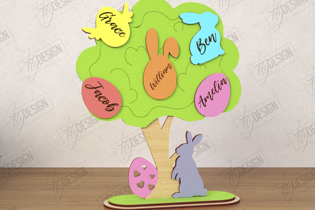 Intra απο ξύλο plywood  Χρώμα wenge 3mm-4mm πάχος - Πασχαλινό Αυγό | Πασχαλινό Οικογενειακό Δέντρο Δίασταση 15x15 cm INTRAFABR-114831557