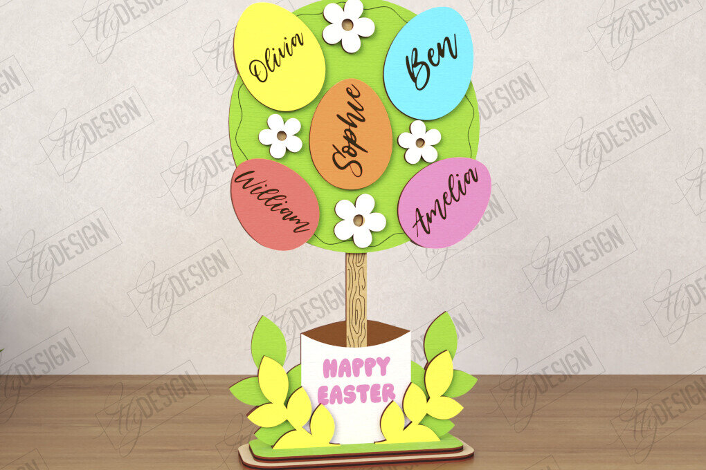 Intra απο ξύλο plywood  Χρώμα wenge 3mm-4mm πάχος - Πασχαλινό Αυγό | Πασχαλινό Οικογενειακό Δέντρο Δίασταση 15x15 cm INTRAFABR-114831626