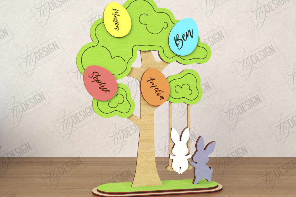 Intra απο ξύλο plywood  Χρώμα wenge 3mm-4mm πάχος - Πασχαλινό Αυγό | Πασχαλινό Οικογενειακό Δέντρο|CNC Δίασταση 15x15 cm INTRAFABR-114174951