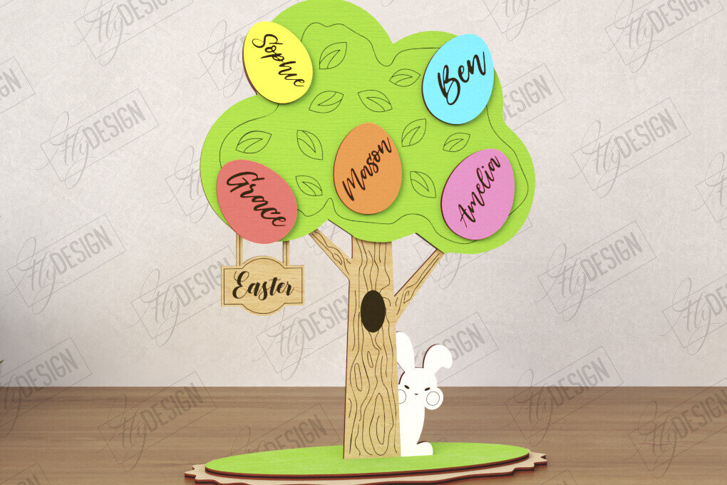 Intra απο ξύλο plywood  Χρώμα wenge 3mm-4mm πάχος - Πασχαλινό Αυγό | Πασχαλινό Οικογενειακό Δέντρο|CNC Δίασταση 15x15 cm INTRAFABR-114148277