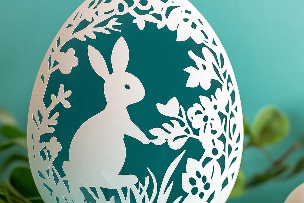 Intra απο ξύλο plywood  Χρώμα wenge 3mm-4mm πάχος - Πασχαλινό αυγό με κομμένο λαγουδάκι Δίασταση 4x4 cm INTRAFABR-72168053