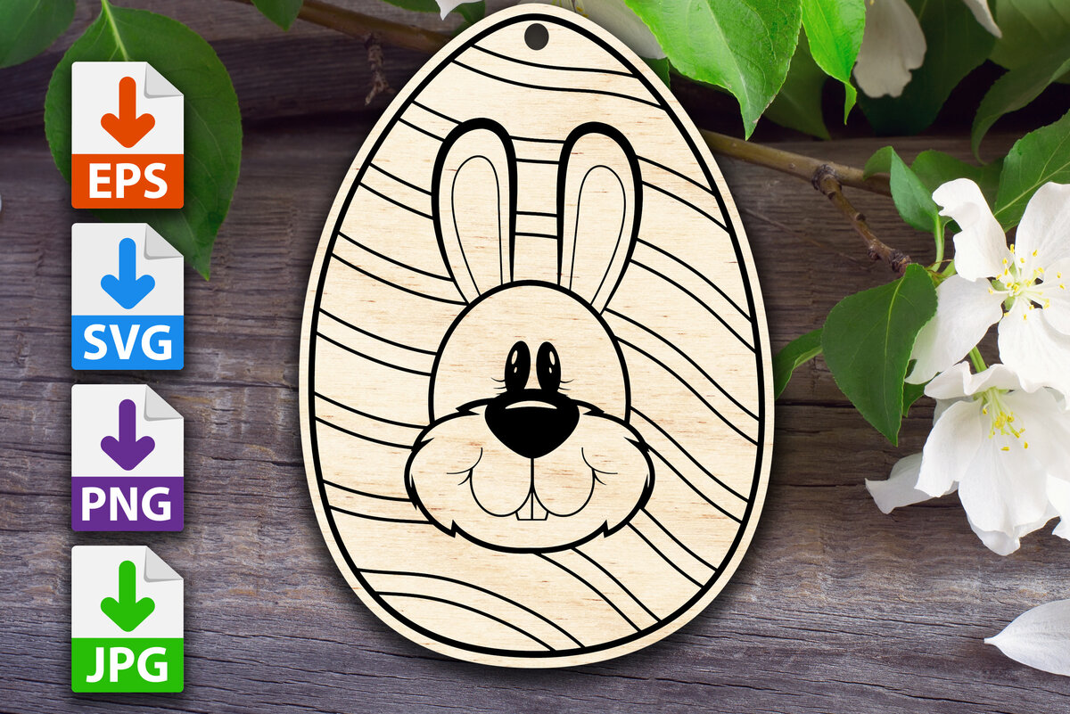 Intra απο ξύλο plywood  Χρώμα wenge 3mm-4mm πάχος - Πασχαλινό αυγό με κουνέλι Δίασταση 15x15 cm INTRAFABR-100811850