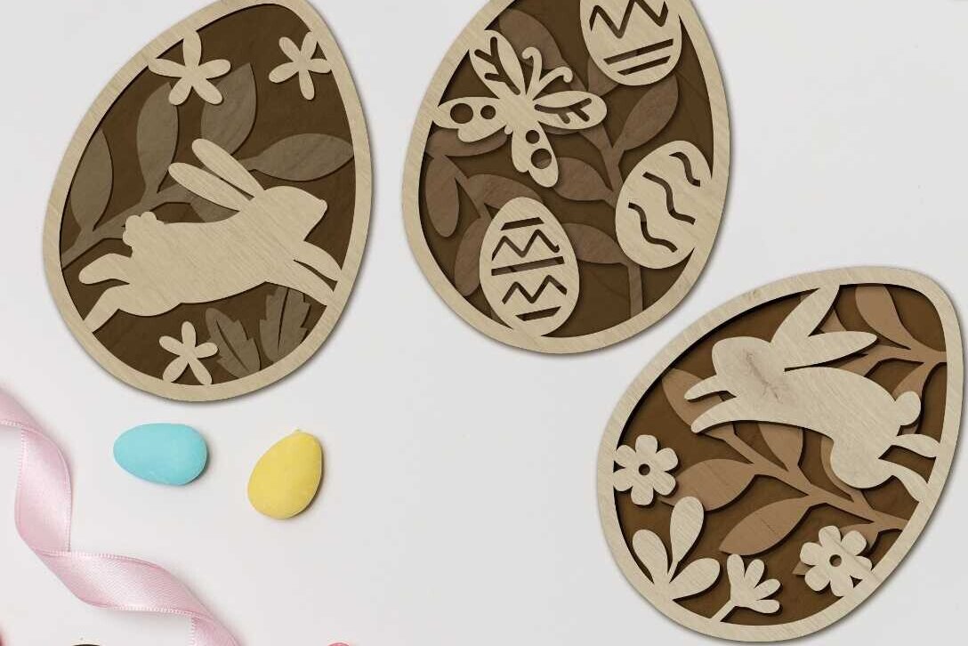 Intra απο ξύλο plywood  Χρώμα wenge 3mm-4mm πάχος - Δέσμη Πασχαλινών Αυγών, Πολυεπίπεδη διακόσμηση Δίασταση 2x7 cm INTRAFABR-77823460