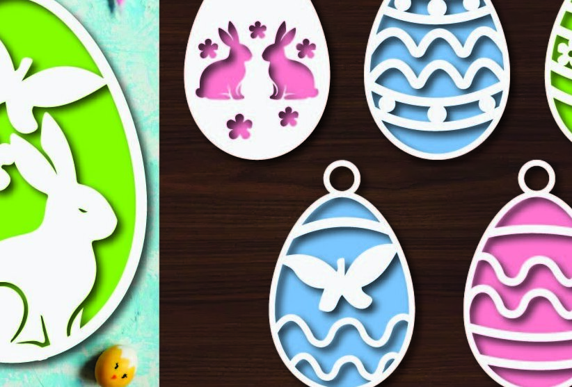 Intra απο ξύλο plywood  Χρώμα wenge 3mm-4mm πάχος - Πασχαλινά αυγά Bundle, Bunny Δίασταση 20x25 cm INTRAFABR-77915193