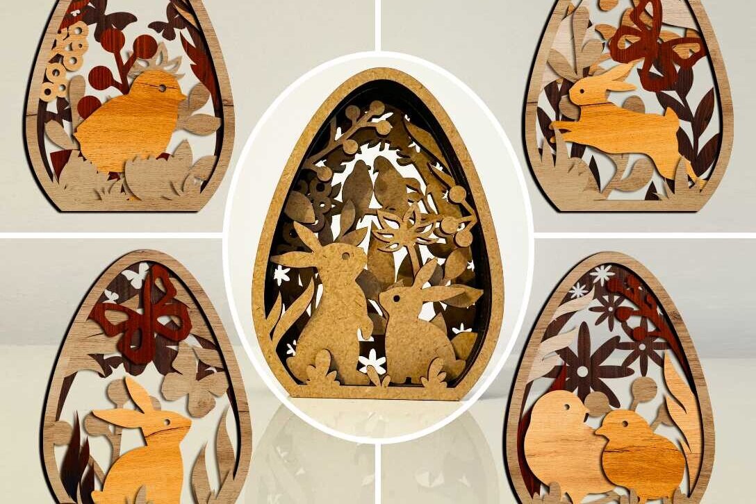 Intra απο ξύλο plywood  Χρώμα wenge 3mm-4mm πάχος - Σετ πασχαλινών αυγών, διακοσμητικά πρότυπα Δίασταση 4x5 cm INTRAFABR-77823438