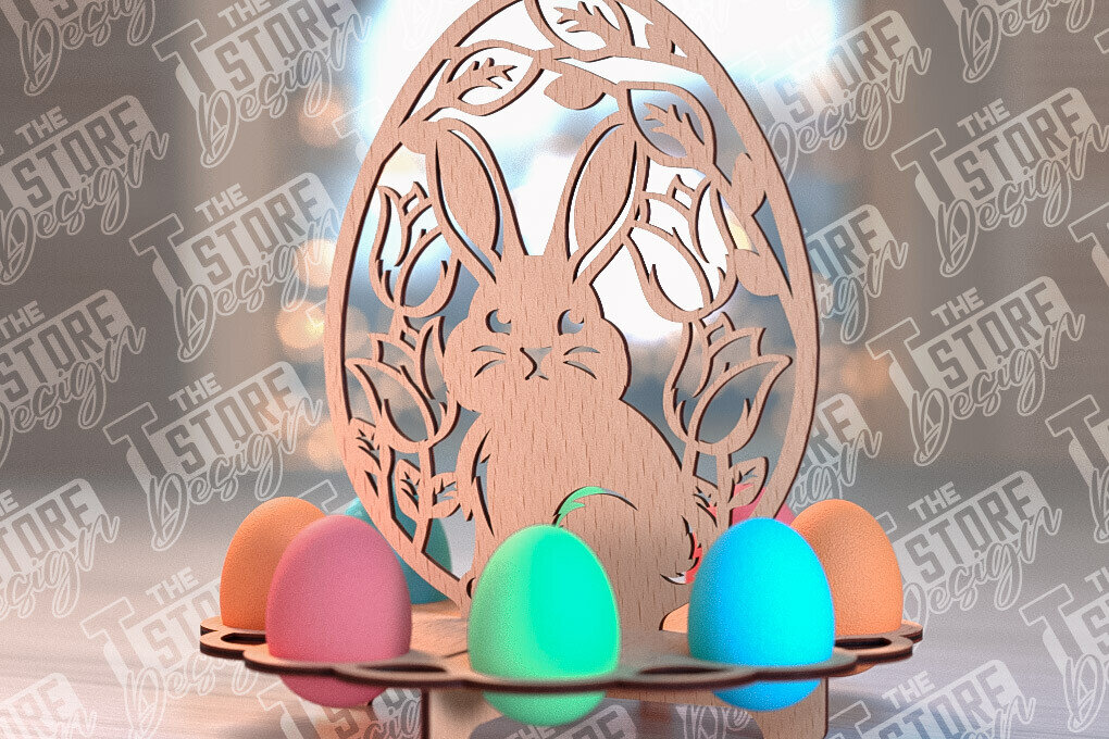 Intra απο ξύλο plywood  Χρώμα wenge 3mm-4mm πάχος - Πάσχα Αυγά Στάση | Αυγά Stand Κόψτε με λέιζερ Δίασταση 15x15 cm INTRAFABR-92051071