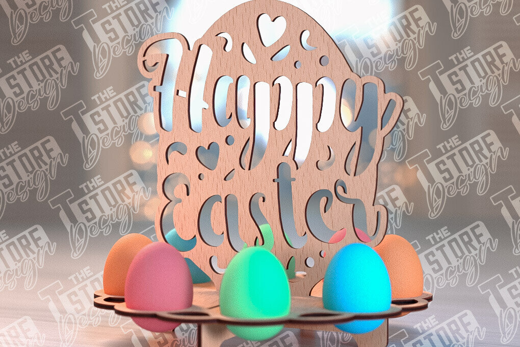 Intra απο ξύλο plywood  Χρώμα wenge 3mm-4mm πάχος - Πάσχα Αυγά Στάση | Αυγά Stand Κόψτε με λέιζερ Δίασταση 15x15 cm INTRAFABR-92051089