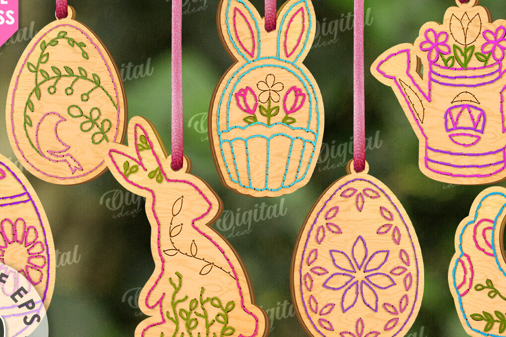 Intra απο ξύλο plywood  Χρώμα wenge 3mm-4mm πάχος - Πακέτο λέιζερ πασχαλινών κεντημάτων Δίασταση 15x15 cm INTRAFABR-92051042