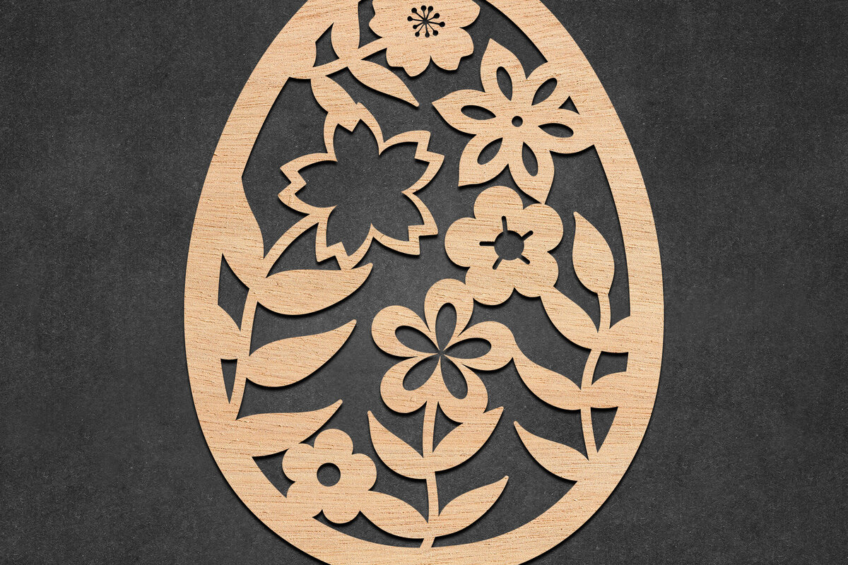 Intra απο ξύλο plywood  Χρώμα wenge 3mm-4mm πάχος - Πασχαλινό λουλουδάτο αυγό Δίασταση 30x20 cm INTRAFABR-125035140