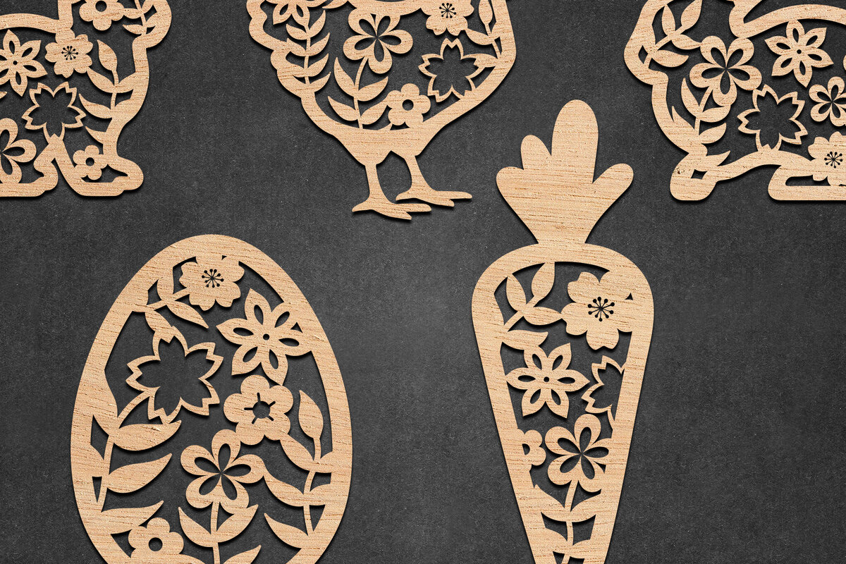 Intra απο ξύλο plywood  Χρώμα wenge 3mm-4mm πάχος - Πασχαλινό λουλουδάτο δέμα κοπής με λέιζερ Δίασταση 30x20 cm INTRAFABR-41325075