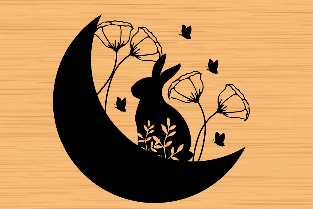 Intra απο ξύλο plywood  Χρώμα wenge 3mm-4mm πάχος - Πασχαλινό Floral Moon Δίασταση 20x20 cm INTRAFABR-70822063