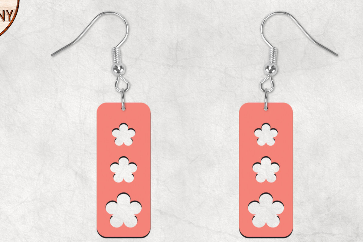 Intra απο ξύλο plywood  Χρώμα wenge 3mm-4mm πάχος - Πασχαλινά λουλούδια Boho σκουλαρίκια Δίασταση 3x3 cm INTRAFABR-70822534