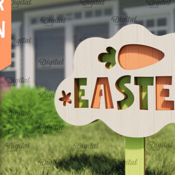 Intra απο ξύλο plywood  Χρώμα wenge 3mm-4mm πάχος - Πασχαλινό πάσσαλο Κήπο με λέιζερ. Υπογράψτε Δίασταση 15x15 cm INTRAFABR-93086800 - Image 1