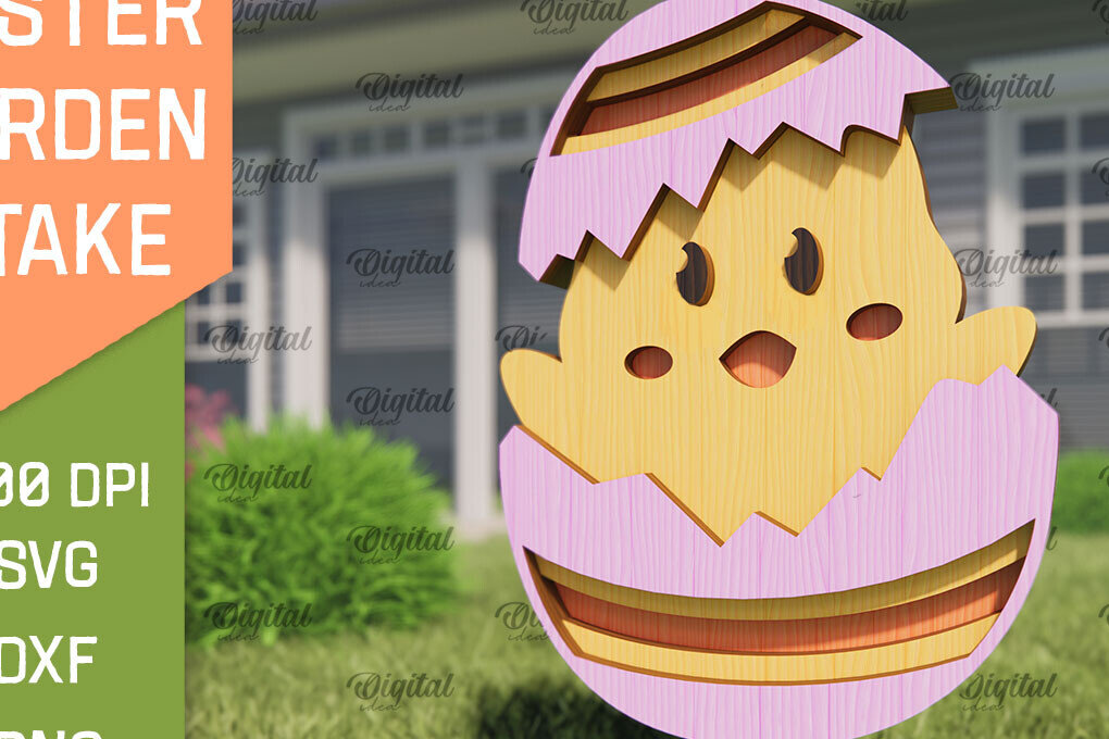 Intra απο ξύλο plywood  Χρώμα wenge 3mm-4mm πάχος - Πασχαλινό πάσσαλο LaserCut. Chick Δίασταση 15x15 cm INTRAFABR-104668483