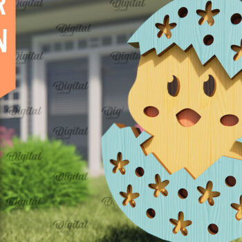 Intra απο ξύλο plywood  Χρώμα wenge 3mm-4mm πάχος - Πασχαλινό πάσσαλο LaserCut. Chick Δίασταση 15x15 cm INTRAFABR-97503892 - Image 1