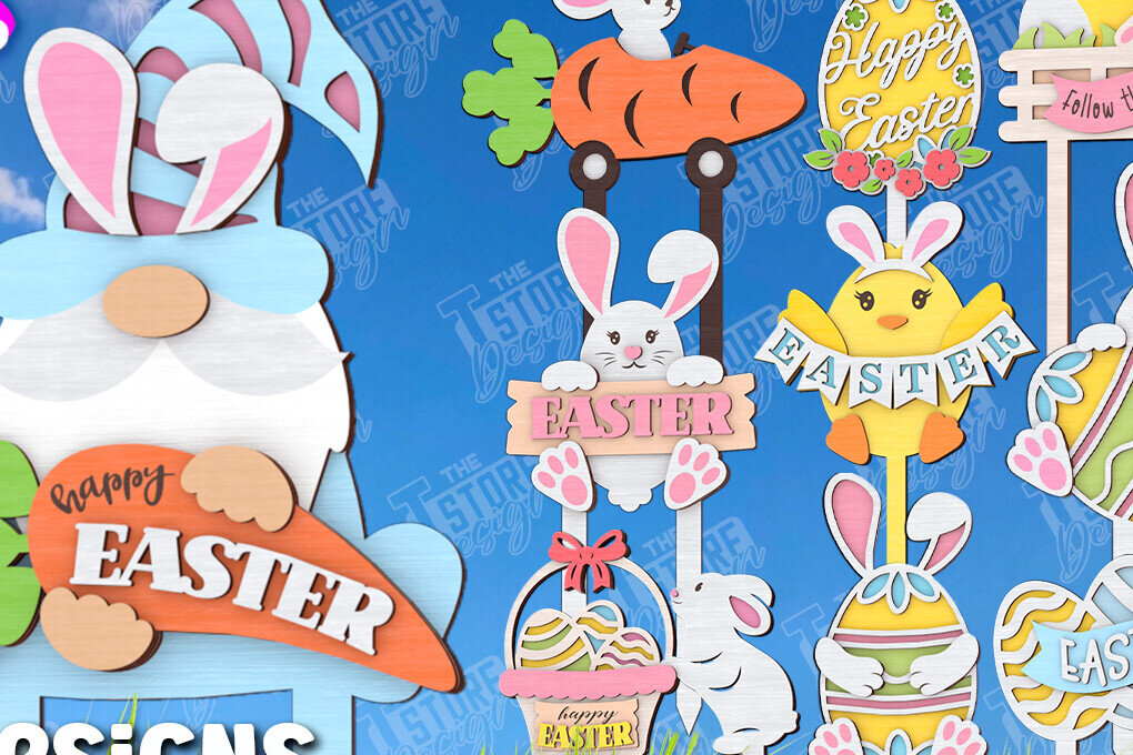 Intra απο ξύλο plywood  Χρώμα wenge 3mm-4mm πάχος - Πακέτο Πασχαλινών Κήπου | Αρχεία CNC Δίασταση 15x15 cm INTRAFABR-104810570