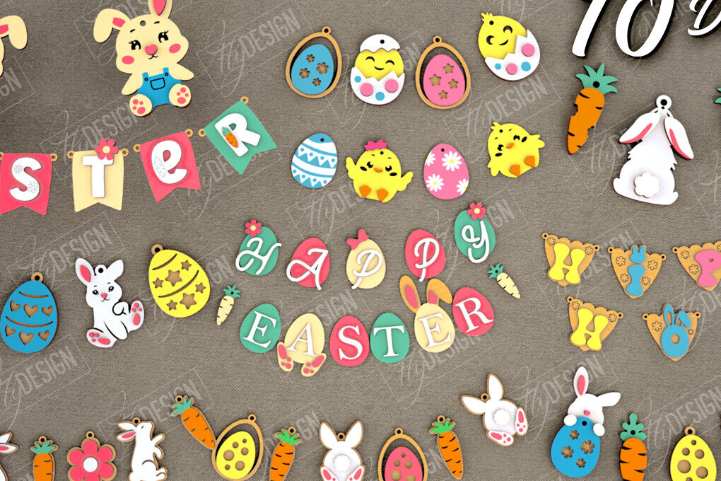 Intra απο ξύλο plywood  Χρώμα wenge 3mm-4mm πάχος - Πασχαλινή γιρλάντα | Πασχαλινό πανό Δίασταση 15x15 cm INTRAFABR-115488191