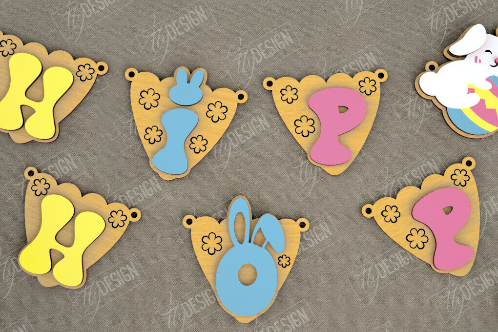 Intra απο ξύλο plywood  Χρώμα wenge 3mm-4mm πάχος - Πασχαλινή γιρλάντα | Πασχαλινό Πανό | CNC Δίασταση 15x15 cm INTRAFABR-115441277