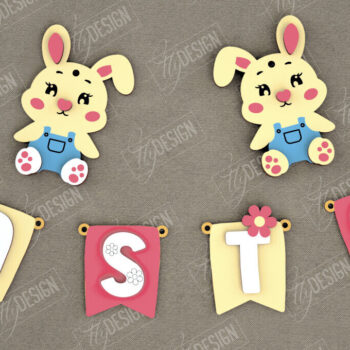 Intra απο ξύλο plywood Χρώμα wenge 3mm-4mm πάχος - Πασχαλινή γιρλάντα | Πασχαλινό Πανό | CNC Δίασταση 15x15 cm INTRAFABR-111536080 - Image 1