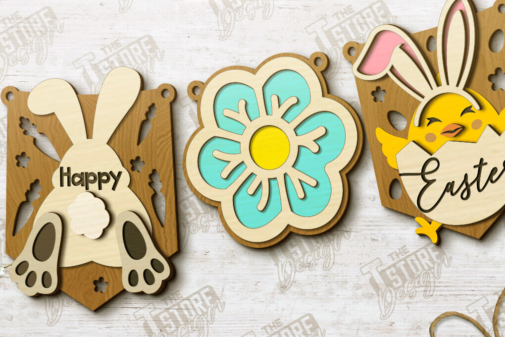 Intra απο ξύλο plywood  Χρώμα wenge 3mm-4mm πάχος - Πασχαλινή γιρλάντα | Πασχαλινό Πανό | Διακοπές Δίασταση 15x15 cm INTRAFABR-41146435