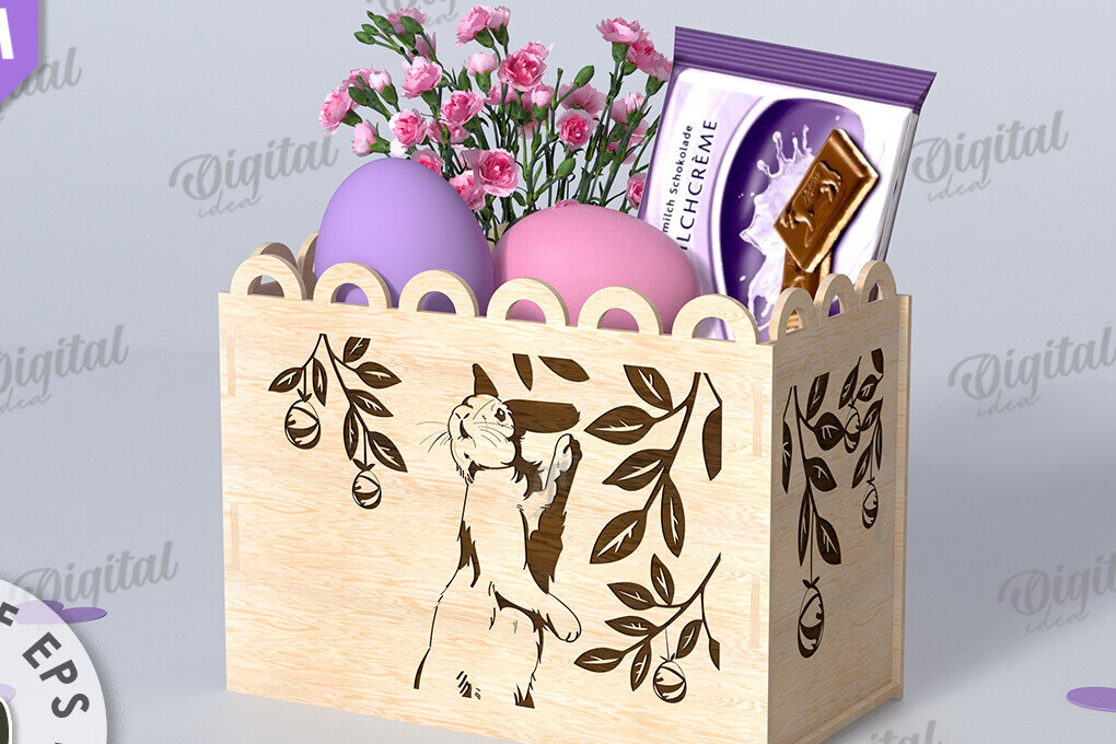 Intra απο ξύλο plywood  Χρώμα wenge 3mm-4mm πάχος - Πασχαλινό κουτί δώρου . Κουτί λιχουδιών Δίασταση 15x15 cm INTRAFABR-89193951