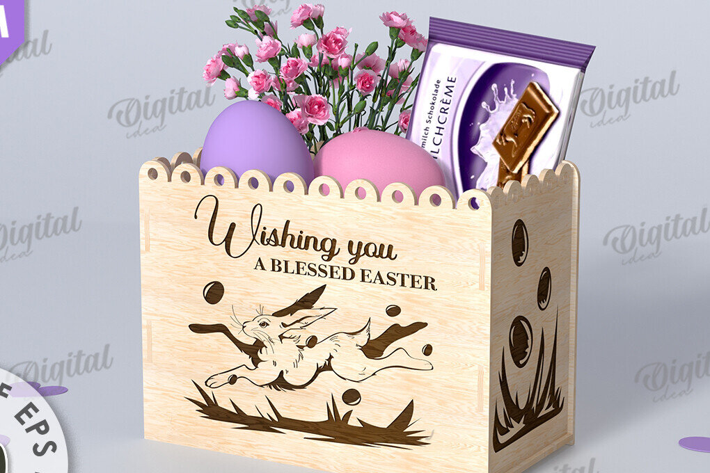 Intra απο ξύλο plywood  Χρώμα wenge 3mm-4mm πάχος - Πασχαλινό κουτί δώρου . Κουτί λιχουδιών Δίασταση 15x15 cm INTRAFABR-89193860