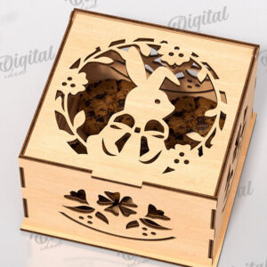 Intra απο ξύλο plywood  Χρώμα wenge 3mm-4mm πάχος - Πασχαλινό κουτί δώρου LaserCut. Treats Box Δίασταση 15x15 cm INTRAFABR-121281067