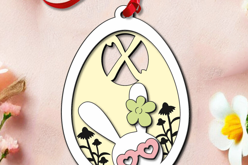 Intra απο ξύλο plywood  Χρώμα wenge 3mm-4mm πάχος - Πασχαλινό δώρο Laser Letter X Bunny Egg Δίασταση 6x6 cm INTRAFABR-98839565