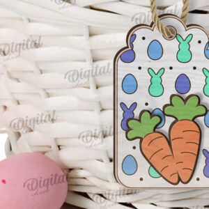 Intra απο ξύλο plywood  Χρώμα wenge 3mm-4mm πάχος - Ετικέτα δώρου Πάσχα LaserCut. Ετικέτα καλαθιού Δίασταση 15x15 cm INTRAFABR-121281118