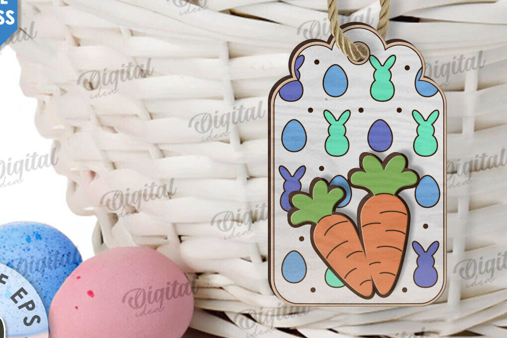 Intra απο ξύλο plywood  Χρώμα wenge 3mm-4mm πάχος - Ετικέτα δώρου Πάσχα LaserCut. Ετικέτα καλαθιού Δίασταση 15x15 cm INTRAFABR-121281118