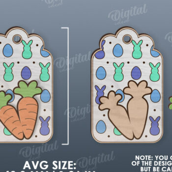 Intra απο ξύλο plywood  Χρώμα wenge 3mm-4mm πάχος - Ετικέτα δώρου Πάσχα LaserCut. Ετικέτα καλαθιού Δίασταση 15x15 cm INTRAFABR-121281118 - Image 2