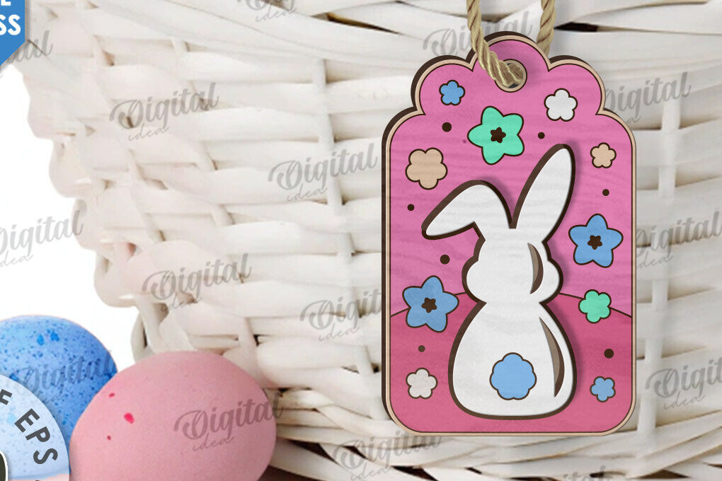 Intra απο ξύλο plywood  Χρώμα wenge 3mm-4mm πάχος - Ετικέτα δώρου Πάσχα LaserCut. Ετικέτα καλαθιού Δίασταση 15x15 cm INTRAFABR-121943495