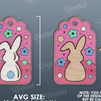 Intra απο ξύλο plywood  Χρώμα wenge 3mm-4mm πάχος - Ετικέτα δώρου Πάσχα LaserCut. Ετικέτα καλαθιού Δίασταση 15x15 cm INTRAFABR-121943495 - Image 2