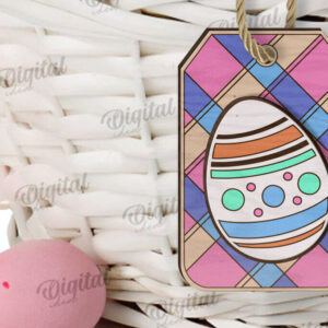 Intra απο ξύλο plywood  Χρώμα wenge 3mm-4mm πάχος - Ετικέτα δώρου Πάσχα LaserCut. Ετικέτα καλαθιού Δίασταση 15x15 cm INTRAFABR-121963412