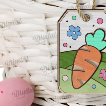 Intra απο ξύλο plywood Χρώμα wenge 3mm-4mm πάχος - Ετικέτα δώρου Πάσχα LaserCut. Ετικέτα καλαθιού Δίασταση 15x15 cm INTRAFABR-122465882 - Image 1