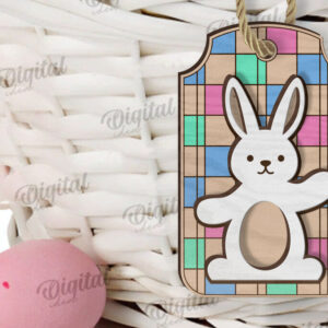 Intra απο ξύλο plywood  Χρώμα wenge 3mm-4mm πάχος - Ετικέτα δώρου Πάσχα LaserCut. Ετικέτα καλαθιού Δίασταση 15x15 cm INTRAFABR-123140572