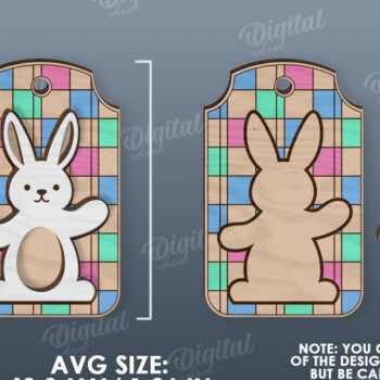 Intra απο ξύλο plywood Χρώμα wenge 3mm-4mm πάχος - Ετικέτα δώρου Πάσχα LaserCut. Ετικέτα καλαθιού Δίασταση 15x15 cm INTRAFABR-123140572 - Image 2