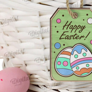 Intra απο ξύλο plywood  Χρώμα wenge 3mm-4mm πάχος - Ετικέτα δώρου Πάσχα LaserCut. Ετικέτα καλαθιού Δίασταση 15x15 cm INTRAFABR-123737731