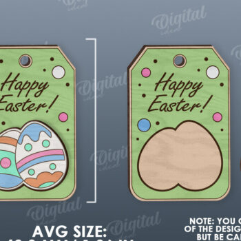 Intra απο ξύλο plywood Χρώμα wenge 3mm-4mm πάχος - Ετικέτα δώρου Πάσχα LaserCut. Ετικέτα καλαθιού Δίασταση 15x15 cm INTRAFABR-123737731 - Image 2