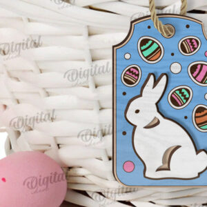 Intra απο ξύλο plywood  Χρώμα wenge 3mm-4mm πάχος - Ετικέτα δώρου Πάσχα LaserCut. Ετικέτα καλαθιού Δίασταση 15x15 cm INTRAFABR-98839958